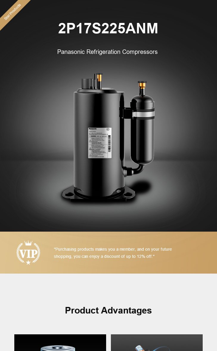 Panasonic Compressor 2P17S225ANM, technical parameters pdf, structure diagram